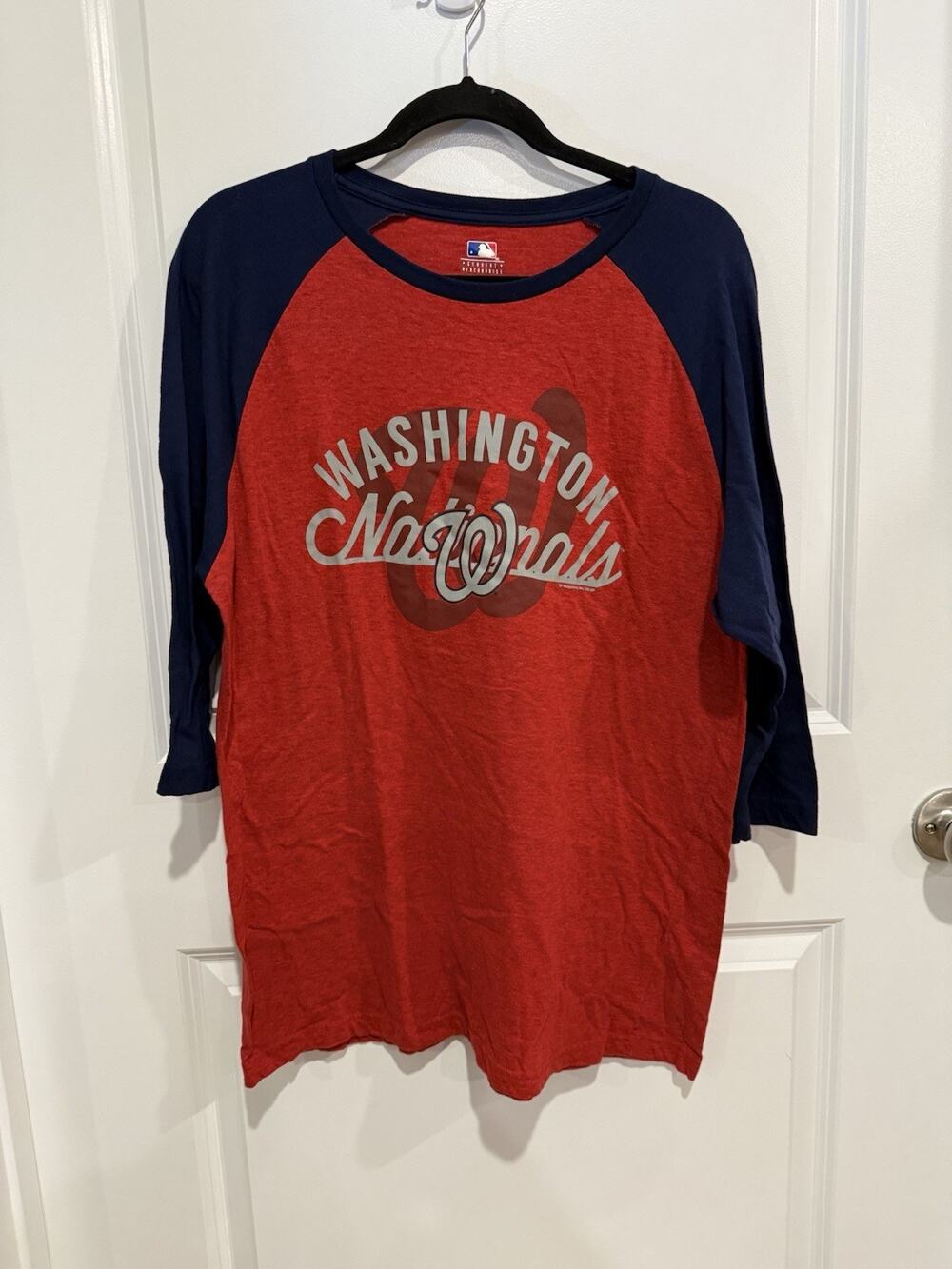 Washington Nationals Baseball Raglan 3/4 Sleeve T-Shirt Sz Large Genuine MLB